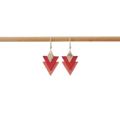 Boucles triangles cuir rouge et corail pour illuminer vos tenues