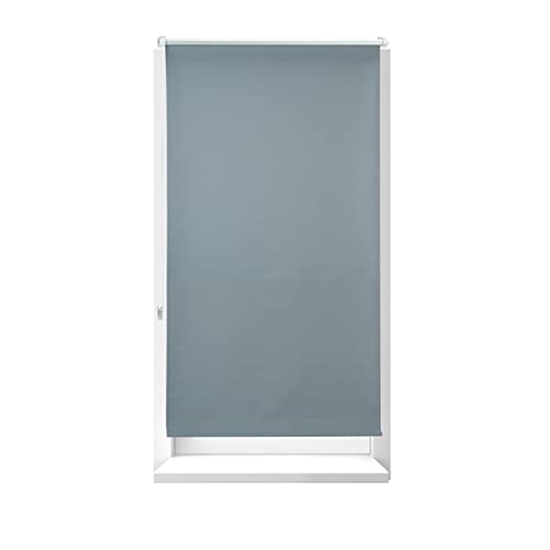 Relaxdays, grau Verdunkelungsrollo, Hitzeschutz, Thermo Rollo Klemmfix, blickdichtes Seitenzugrollo 90x210, Stoff 86 cm, Aluminiumrohr, 90x210cm