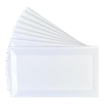 Tenedos RC 3x6 Bright White Beveled Glossy Ceramic Subway Tile – Premium Wall Tile for Kitchen Backsplash, Bathroom Shower, Laundry Room & Accent Walls (10 Sheets)