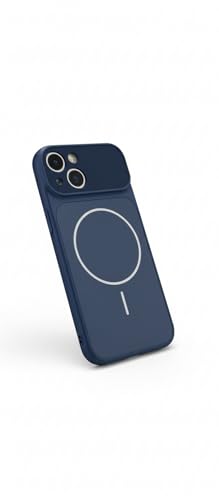 Image of Back Cover for iPhone 14 Case Soft Matte Glass Protective Camera Lens Plating with Magnetic for Magsafe Wireless Charging TPU Cover for iPhone 14 (Blue)