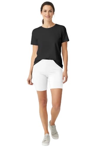 City Threads Soft 100% Cotton Biker Shorts for Women 5 Inch Cotton Bike Shorts Made in USA (White Large)
