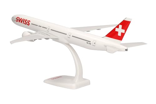 herpa Snap-Fit Modellflugzeug Swiss International Air Lines Boeing 777-300ER Miniatur im Maßstab 1:200, Sammlerstück, Modell mit Standfuß, Kunststoff