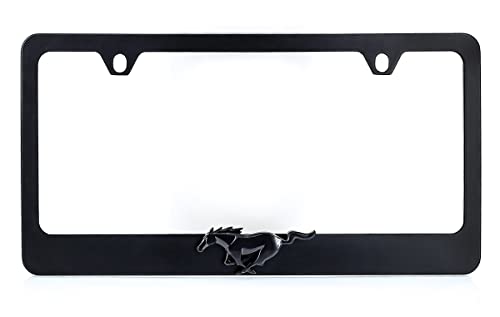 Ford Mustang Metal License Frame Tag Holder with 3D Emblem