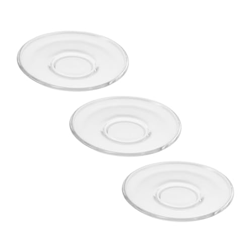 minkissy 3個 透明ガラス製茶托 軽量耐熱カップマット 丸型ティーソーサー 家 喫茶店 レストラン用家具保護プレート 再利用可能
