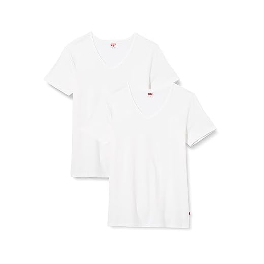 Levi's Levis Men V-Neck 2p T-Shirt, Blanco (White 300-01), S (Pack de 2) para Hombre