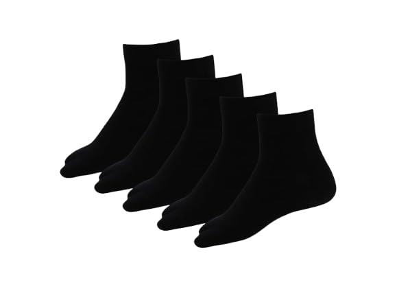 Women's Solid Plain Cotton Ankle Thumb Multicolored Socks (05 Pairs)-image-42