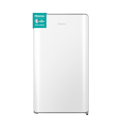 Hisense RR106D4CWF- Frigorífico Una Puerta, Table Top, Alto 87 Cm, Congelador, Estantes XL, Cajón frutas y verduras, Silencioso 36 dBA, Color Blanco