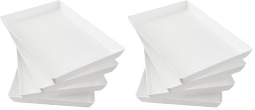 Image of US Acrylic White Plastic Serving Trays (Set of 4) 15 inch x 10 inch | Large Unbreakable Reusable Rectangular Party Platters | Serve Appetizers, Fruit, Veggies, & Desserts | BPA-Free & Made in USA (Pack of 2)