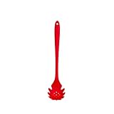 GIR: Get It Right Premium Silicone Spaghetti Spoon - Non-Stick Heat Resistant Silicone Pasta Fork - Perfect for Cooking, Strainer, and Serving - 13 IN, Red