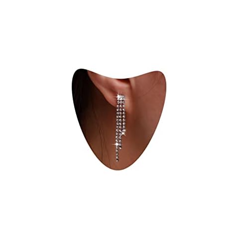 Atentuyi Pendientes borla diamantes imitación plata Cover
