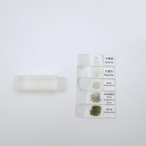 5 Pcs Set Prepared Microscope Rock Slides Mineral Thin Sections 5 Choices (Metamorphic Set)