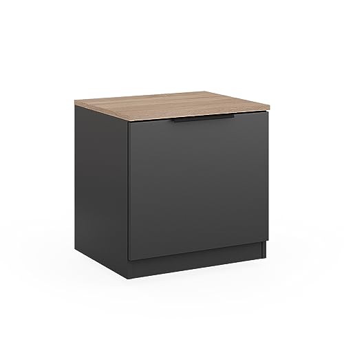 Vicco Nachttisch Betti, Nachtkommode, Anthrazit/Eiche, 50 x 50 cm