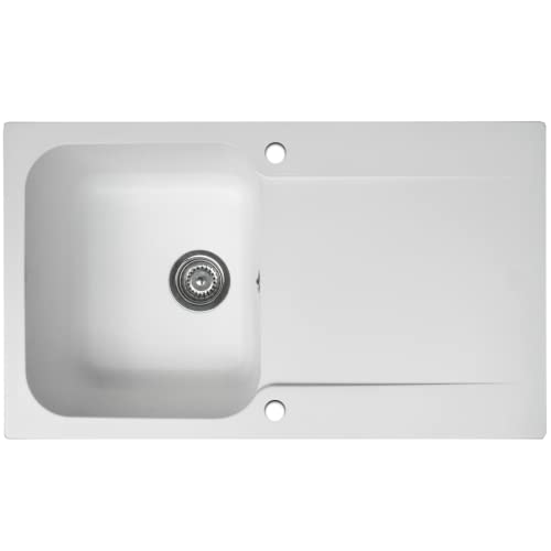 Essebagno Lisse fregadero reversible 1 cubeta 1 escurridor en resina blanca