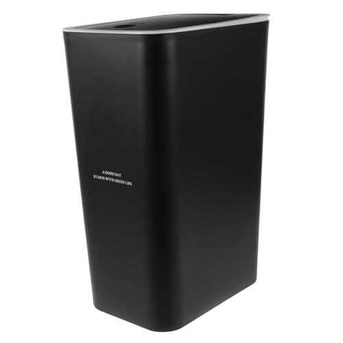 Basurero con tapa presion 10L negro estrecho para cocina y baño