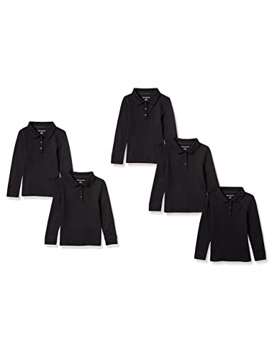 Image of Amazon Essentials Girls and Toddlers' Long-Sleeve School Uniform Interlock Polo Shirts