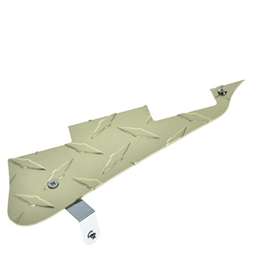 KAISH Premium Metal Gold Diamond Plate LP Guitar Pickguard Aluminum Scratch Plate with Metal Chrome Bracket Fits Epi Les Paul