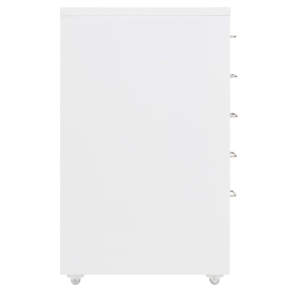vidaXL Aktenschrank mit Rollen Rollcontainer Bürocontainer Schubladenschrank Büroschrank Metallschrank Schrank Weiß 28x41x69cm Metall