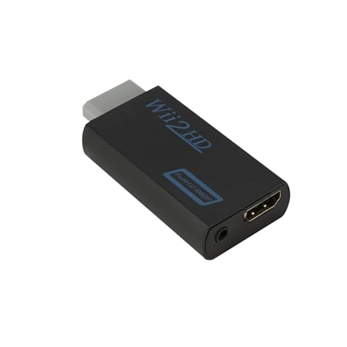 Full HD 1080P Wii to HDMI-Compatible Converter Adapter Wii 2 HD 3.5mm Jack Audio Video Cable 720P Fit for PC HDTV Monitor Display(Black)