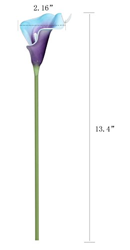 Duovlo 20Pcs Calla Lily Bridal Wedding Bouquet Lataex Real Touch Artificial Flower Home Party Decor (Purple In Blue) #TOP3