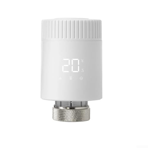 Niceminiwall Smart Programmable TRV Radiator Valve with WiFi, Voice Support, Multiple Modes and Safety Shutoff for Tuya Home Heating, White(WIFI-Modell)