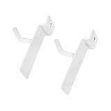 DBM IMPORTS 1' Slatwall Hooks, White, Hanger Display,Display Panel Hooks Wire Metal 2Pc Set