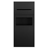 Ducha integrada con cubo de basura integrado, estantes de baño de acero inoxidable para papel higiénico y champú, negro mate, 28 x 60 x 13,5 cm, solución de almacenamiento elegante