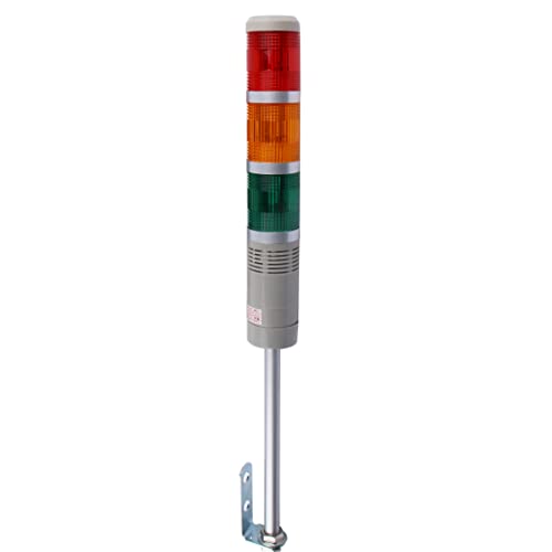 Luban Industrial Signal Tower, Column LED Alarm Tower with Buzzer - 3-Layer Stack LED Warning Light for Safety (DC 12V/Sound/Steady ON)