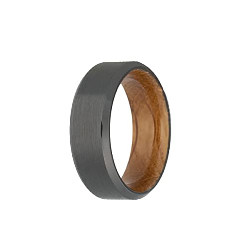 Beveled Whiskey Barrel Ring with Wood Inlay