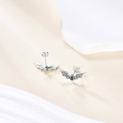 URONE Bat Earrings 925 Sterling Silver Gothic Bat Stud Earrings Halloween Jewelry Gifts for Women4