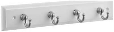 Stanley #S804-344 Decorative 18" Satin/White Finish Hook Rail Coat Rack Utility Storage 4 Flared Top Hooks + 9" Combo