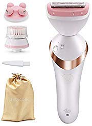 Ladies Electric Shaver Electric Razor Bikini Trimmer,3 in 1 Facial Cleansing 3D Face Massager Waterproof Electric Razor Use Wet or Dry for Leg, Underarm, Bikini Line, Facial Cleansing,Massage