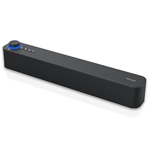 ATLANTIS Soundbar PC 20 W, Boîtier PC, Jack 3,5 mm + Bluetooth 5.3 pour Smartphone, FireTV, Tourne-disque, Batt. 2400 mhA, Radio FM, Haut-parleur PC, portable, TV, Smartphone Dim 420 x 60 x 74 mm Noir