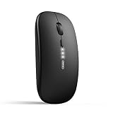 INPHIC Mouse Bluetooth, Mouse Wireless Bluetooth Ricaricabile Silenzioso a Tre modalità (BT 5.0/4.0 + 2.4G Wireless),Mouse da Viaggio Portatile 1600 DPI per PC Laptop, Android, MacBook, Nero