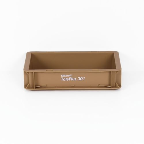 Image of KBDcraft Stackable Storage Bin - Heavy-Duty Plastic Organizer Box and Tray with Straight Walls, small plastic bin totes for storage, 12 inchx8 inchx3 inch, 0.5Gal, Khaki, 1 Pack