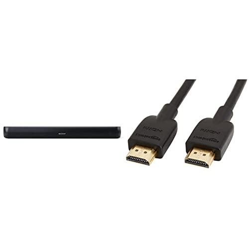 SHARP HT-SB107 2.0 Mini-Bluetooth-Soundbar (mit HDMI ARC/CEC, 90W Gesamtleistung) schwarz & Amazon Basics – Hochgeschwindigkeitskabel, Ultra HD HDMI 2.0, 0,9 m