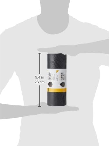 Polylina 20 Tie Top Large Tough Durable Heavy Duty Bin Bags Refuse Sacks, Recycled Plastic, Black, 110 Litre