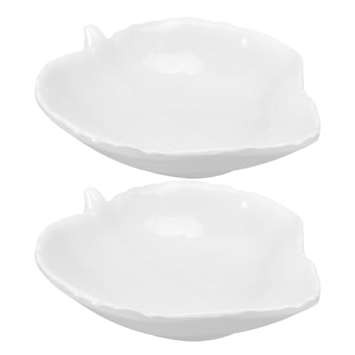 Cabilock 2pcs Leaf Shape Ceramic Sauce Dish Seasoning Dish Sushi Dipping Bowl Appetizer Plate Dessert Plate Soy Sauce Platter Snack Dish Sides Dish
