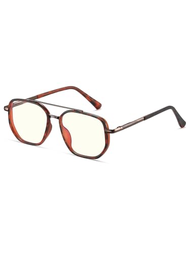 Image of kimorn Blue Light Blocking Aviator Glasses for Women Men | Clear Lens, TR90 Metal Frame, UV400, Office Gaming