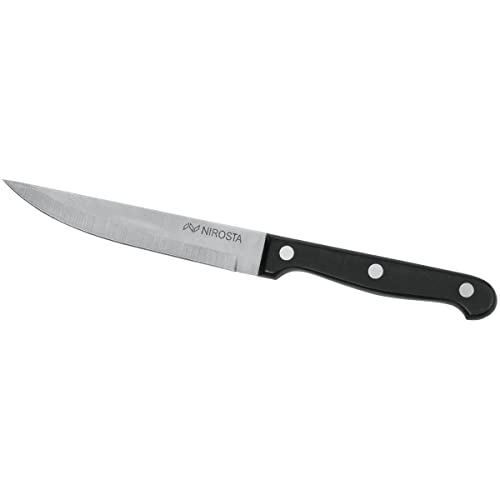 NIROSTA Cuchillo cocina multiusos de acero inoxidable y mango de termoplástico cristalino de alta rigidez (POM), MEGA, 21x1,5cm, cuchillo para cocina (color: negro e inoxidable), 1 ud Cover