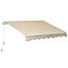 Outsunny Tenda da Sole Avvolgibile Parasole Manuale Impermeabile Esterno Balcone Tessuto di Poliestere 2.5 × 2m Beige