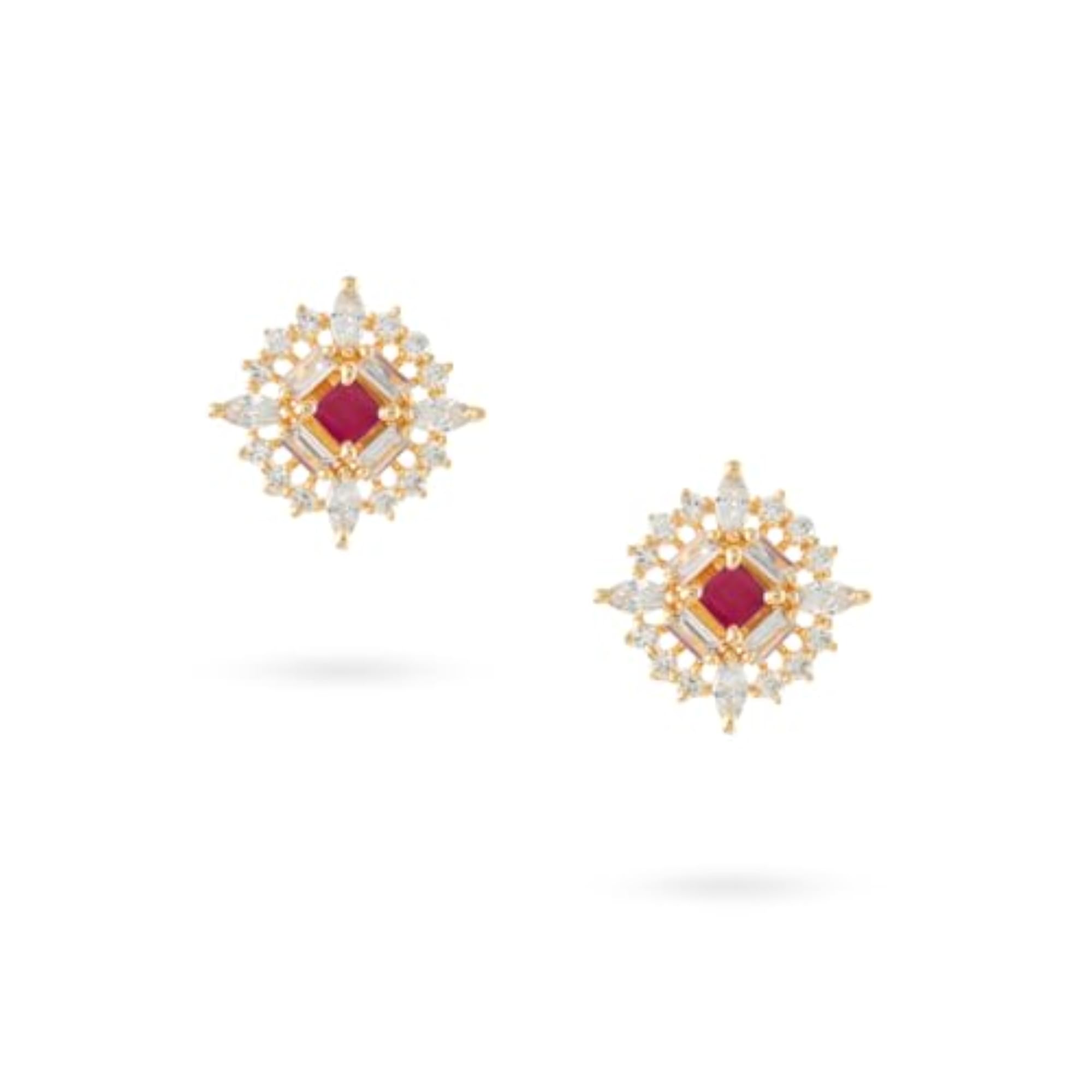Radiant Pink White Zircon Stud Earrings for Women