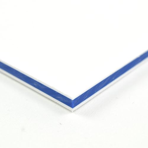 BuyPlastic King ColorCore Plastic Sheet 1/2" x 12" x 24" White-Blue-White Color Core, HDPE Board, High Density Polyethylene Panel