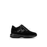  Hogan HXW00N05640Q8XB999 Sneakers Interactive in Suede e Tessuto bouclè Nero con Paillettes (Numeric_35_Point_5)