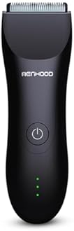 MENHOOD Men's WaterProof Cordless Grooming Trimmer for Men, Suitable for Beard, Body Private Part Shaving, Head and Pubic Hair, 150min Run Time (Black)
