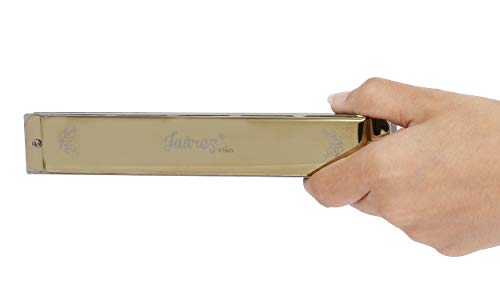 Image of JUAREZ JRH24GD 24 Holes Harmonica Key Of C Scale | Mouth Organ | Cover - Stainless Iron | Comb - Abs | Reed - Phosphor Bronze With Cloth & Case
