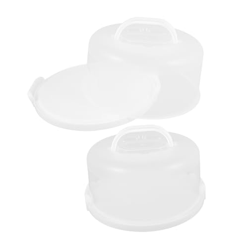 OUNONA 2 Cajas Para Pasteles De Panadería Porta Pasteles Cubierta De Cúpula Portátil Blanca Con Tapa De 10 Pulgadas