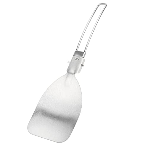 Restokki Foldable Camping Spatula, Titanium Spatula Frying Shovel with Folding Handle Food Turner for Outdoor Picnics Camping