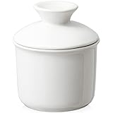 DOWAN Butter Keeper Crock for Counter, French Butter Dish for Spreadable Soft Butter, No More Cold & Hard Butter, Housewarming Gift Indoor Home Kitchen Decor, White