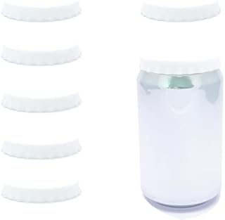 Soda/Beverage/Beer Saver Can Lids, Silicone Can Stopper Covers with No Spill - Fits standard Soda/Beverage/Beer cans (6 Pack, White)