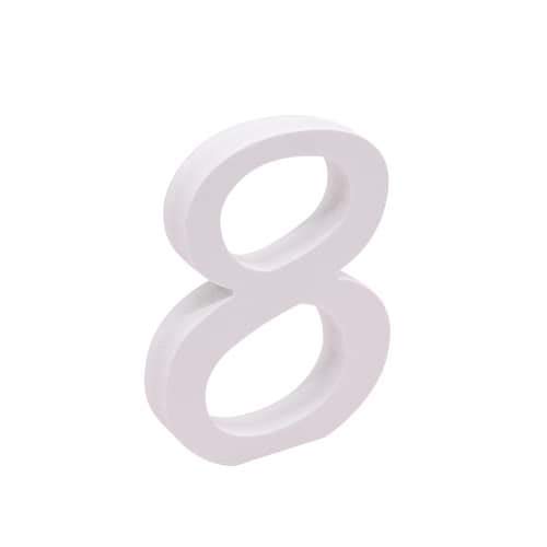 Chevalet Numéro 8 en bois décoratif 11 cm Blanc